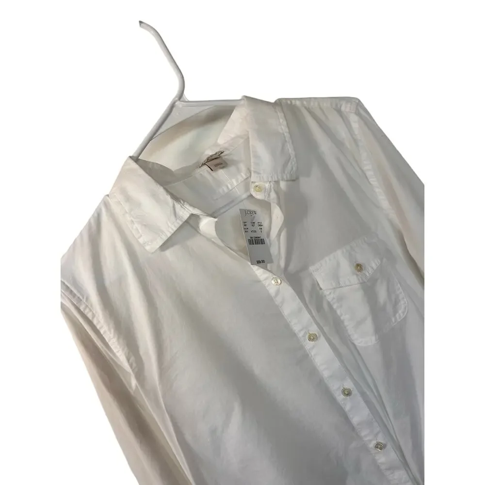NWT J. Crew Women's Front Knot Button-Up‎ Blouse Top Minimalist White Size Small